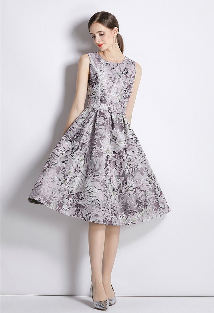 High Quality Sleeveless Knee Length Floral Cocktail Dress