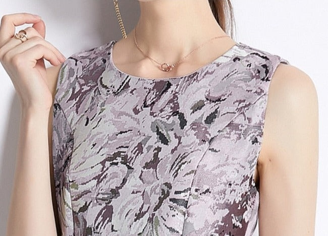 High Quality Sleeveless Knee Length Floral Cocktail Dress
