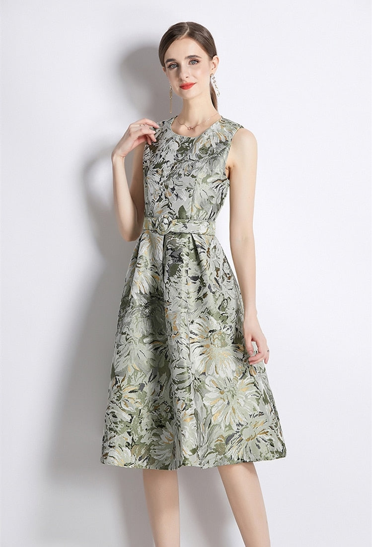 High Quality Sleeveless Knee Length Floral Cocktail Dress