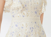 High quality multi color vintage designer flared elegant lace dress