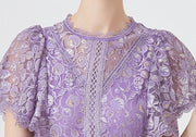 High quality multi color vintage designer flared elegant lace dress