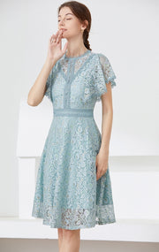 High quality multi color vintage designer flared elegant lace dress