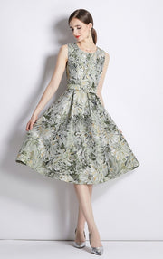 High Quality Sleeveless Knee Length Floral Cocktail Dress
