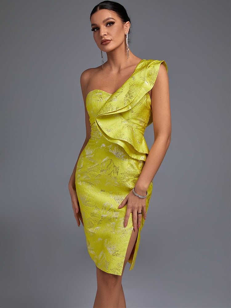 Elegant Sexy Ruffles One Shoulder Bodycon Dress