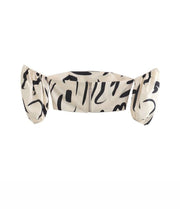 Hollow Out Waist Flare Skirt Graffiti Print Strapless Tops Set