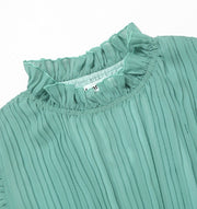 High Quality Multi Color Sleeveless Pleated Ruffle Maxi Dress