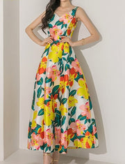 Casual V Neck Print Elegant Cocktail Dress