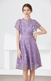 High quality multi color vintage designer flared elegant lace dress