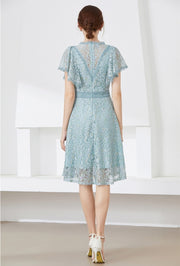 High quality multi color vintage designer flared elegant lace dress