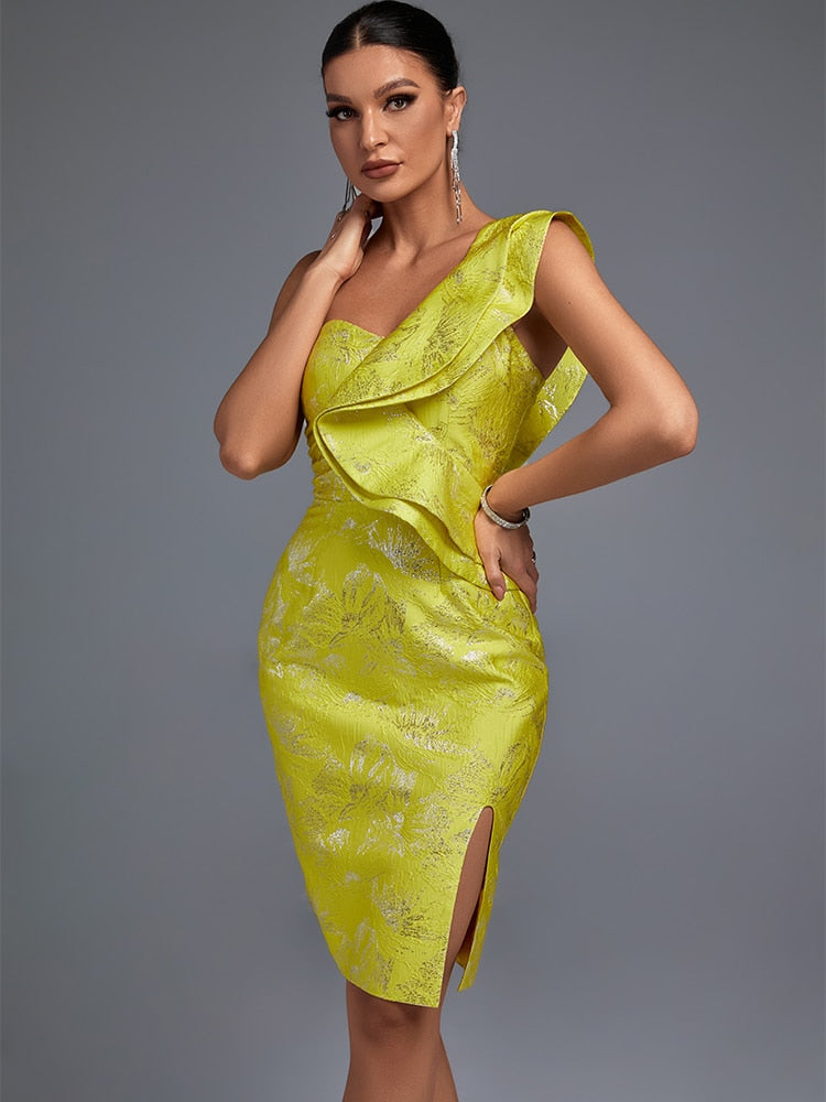 Elegant Sexy Ruffles One Shoulder Bodycon Dress