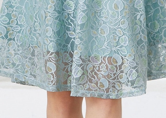 High quality multi color vintage designer flared elegant lace dress