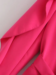 Casual Long Sleeve Cascading Ruffle Belted Suit Coat