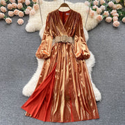 High Quality Various Colors Sexy Elegant Lantern Sleeve Long Dresses