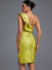 Elegant Sexy Ruffles One Shoulder Bodycon Dress