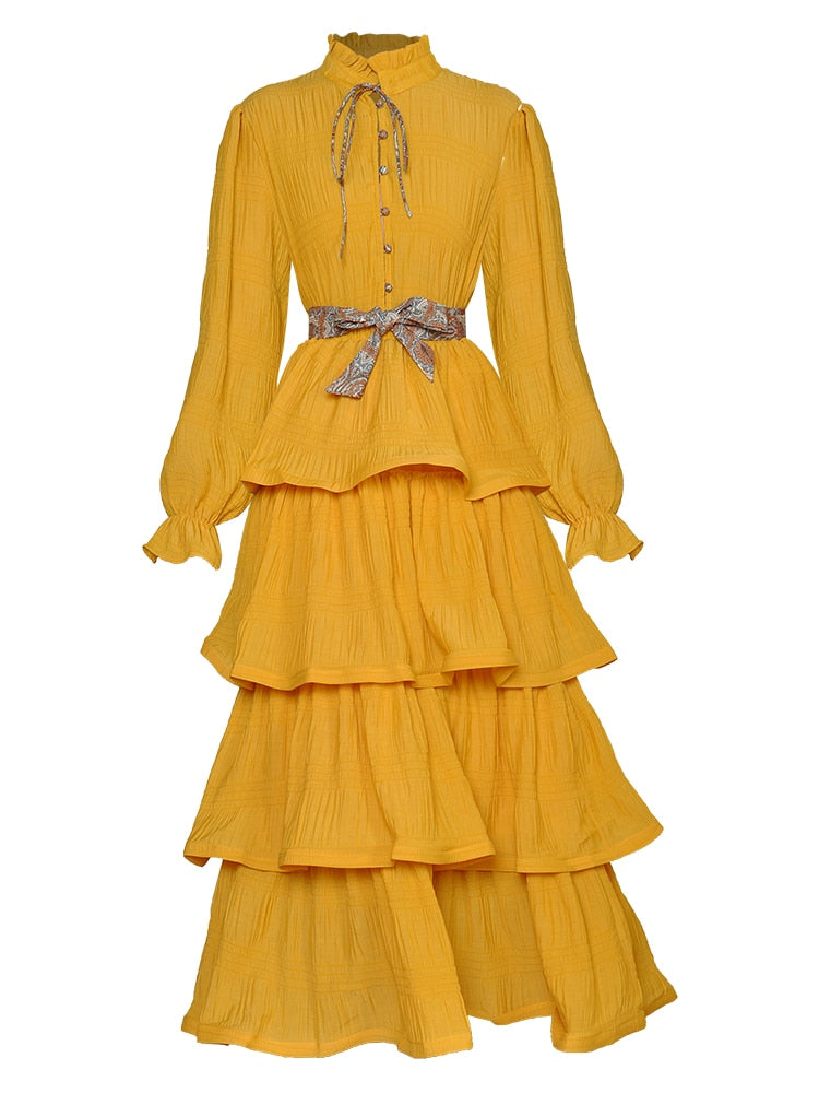 Button Down Shirt + Ruffled Skirt Elegant Vintage High Quality