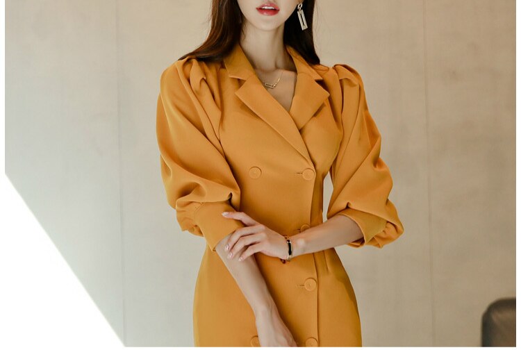 Three Quarter Lantern Sleeve Blazer Dress